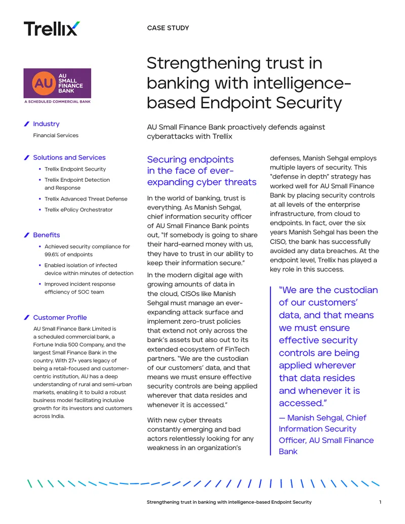AU Small Finance Bank Endpoint Security Case Study preview page 1