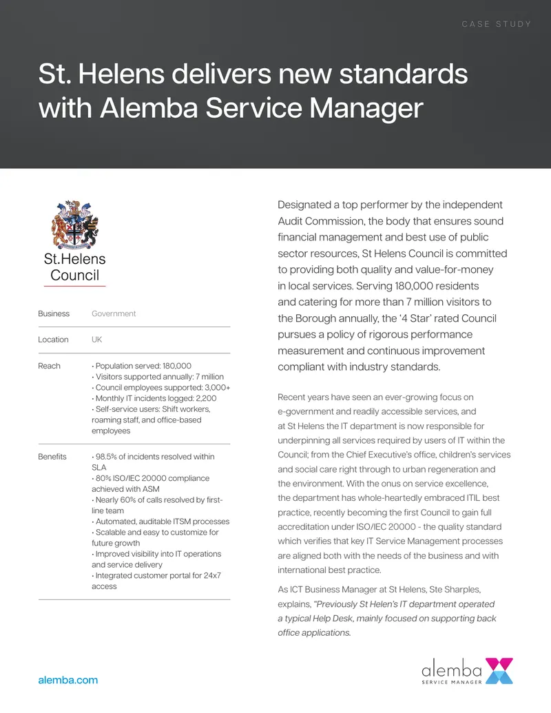 St. Helens Council IT Service Management Case Study