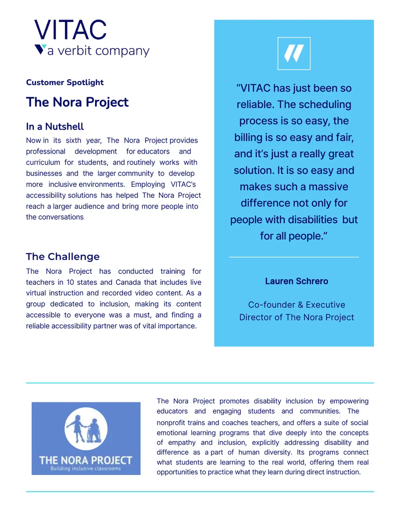 The Nora Project Accessibility Solutions Case Study