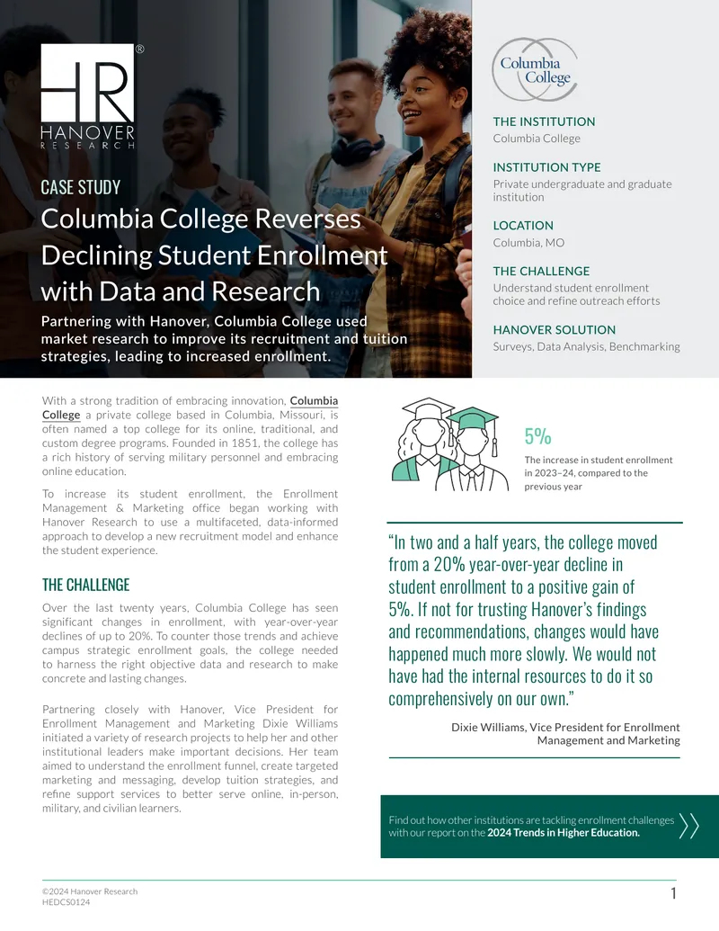 Columbia College Enrollment Improvement Case Study