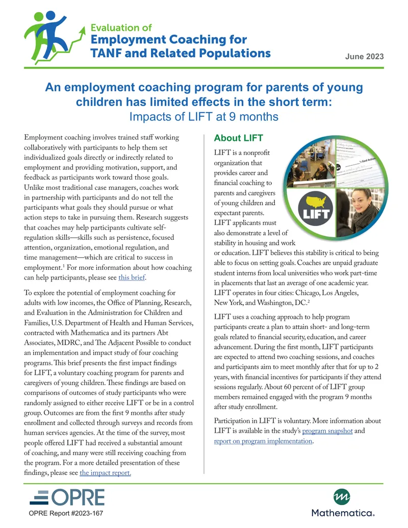 Evaluation of Employment Coaching for TANF Populations