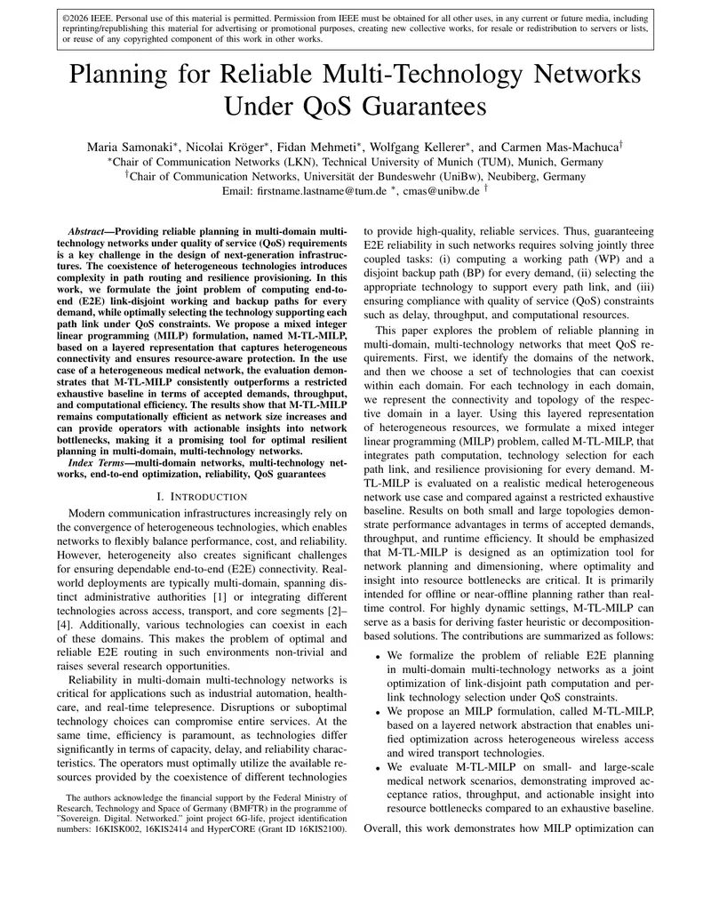 Planning for Reliable Multi-Technology Networks Under QoS Guarantees