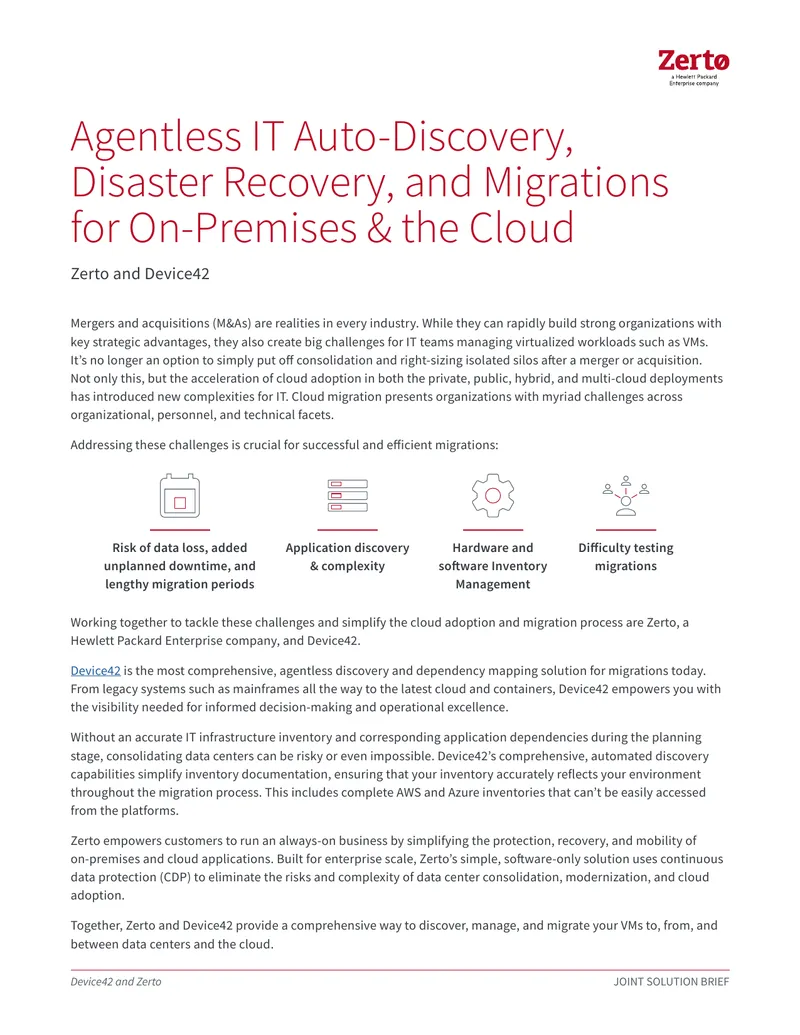 Joint Solution Brief for IT Auto-Discovery and Migration