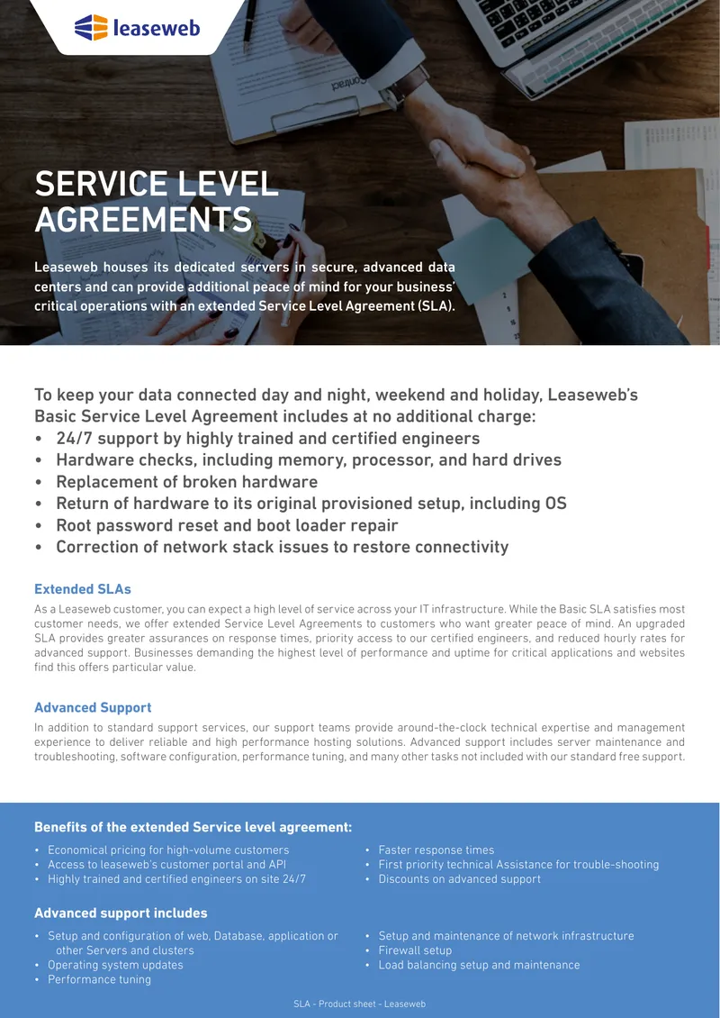 Service Level Agreement Product Sheet