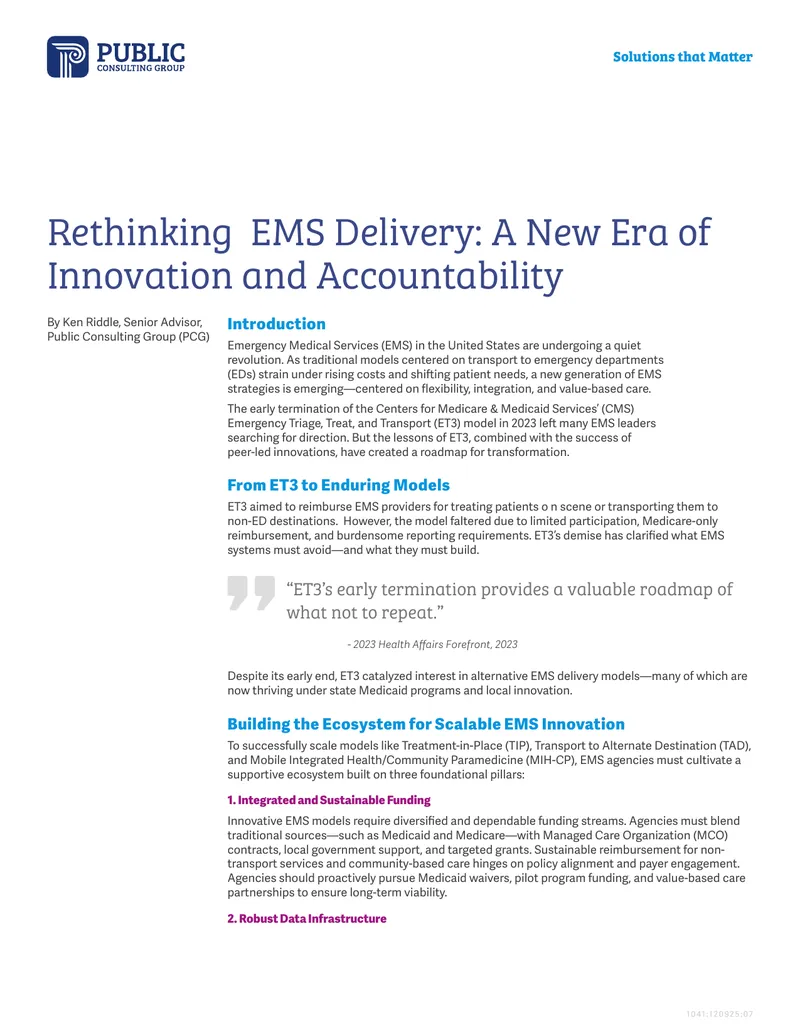 Innovative Strategies for Emergency Medical Services