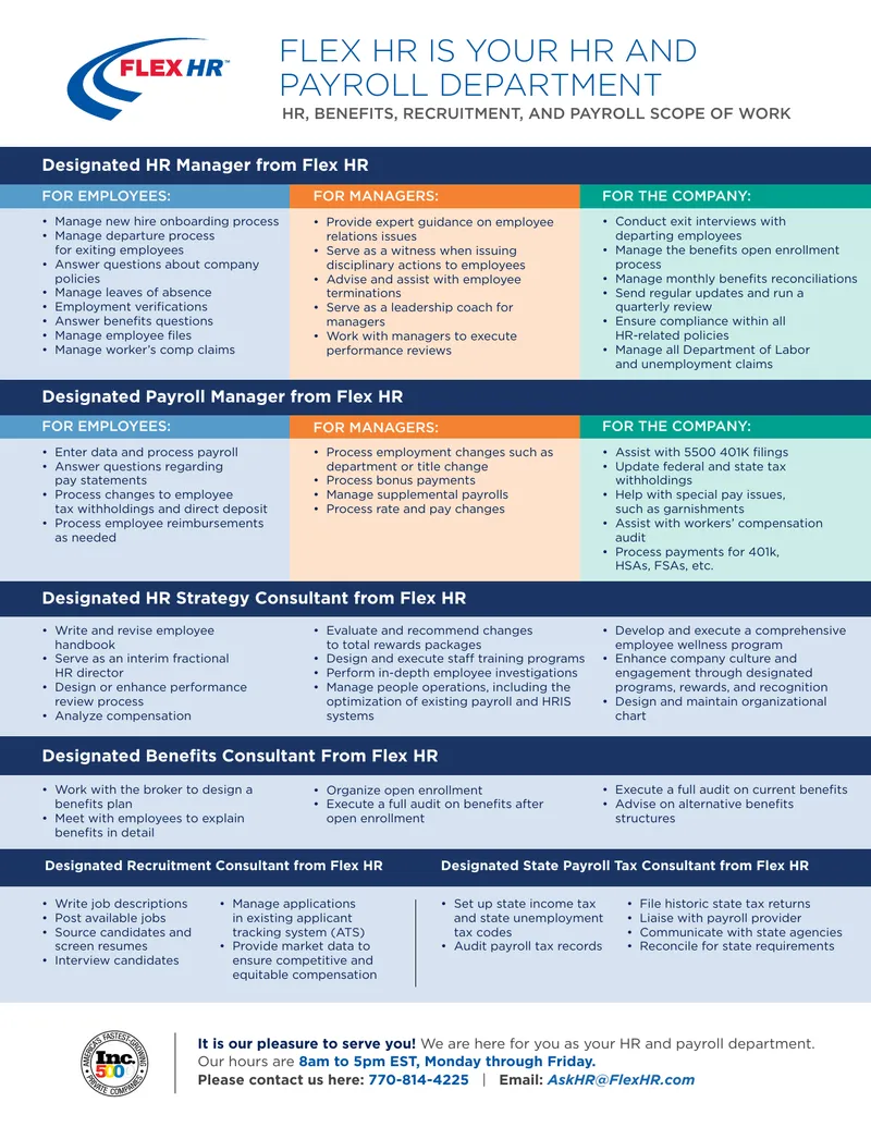 HR, Benefits, Recruitment, and Payroll Scope of Work