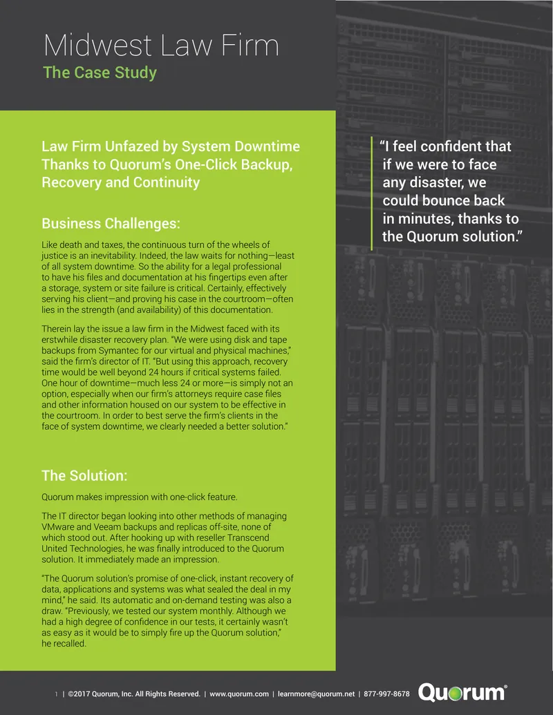 Midwest Law Firm Disaster Recovery Case Study