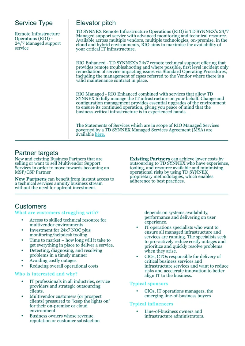 TD SYNNEX Remote Infrastructure Operations Service Overview