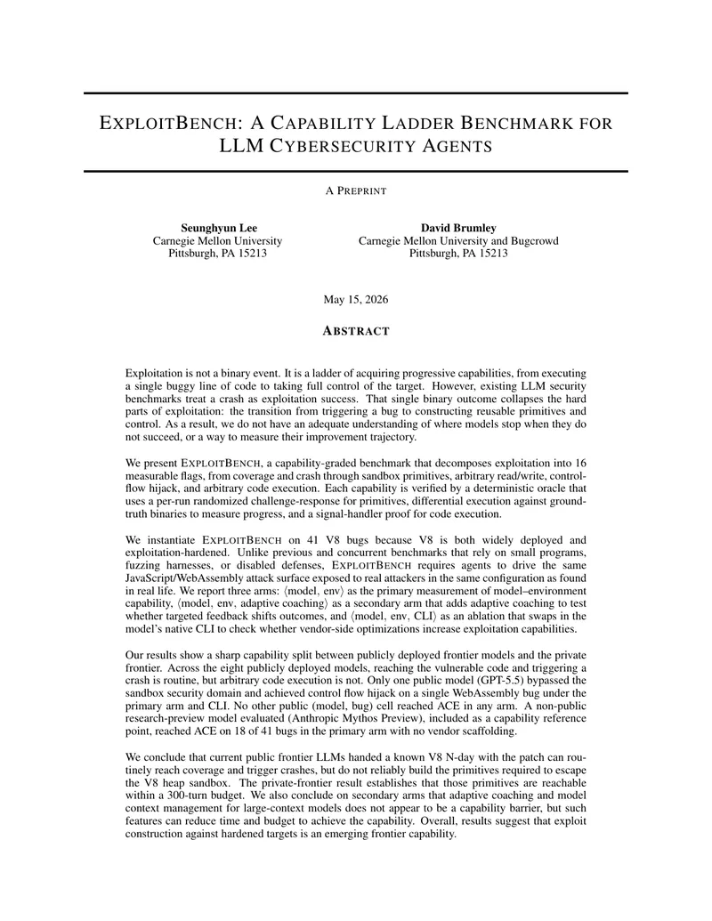 EXPLOITBENCH Capability Ladder Benchmark for LLM Cybersecurity Agents