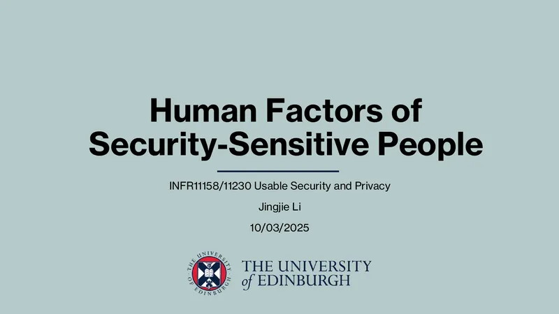 Human Factors in Security-Sensitive User Research