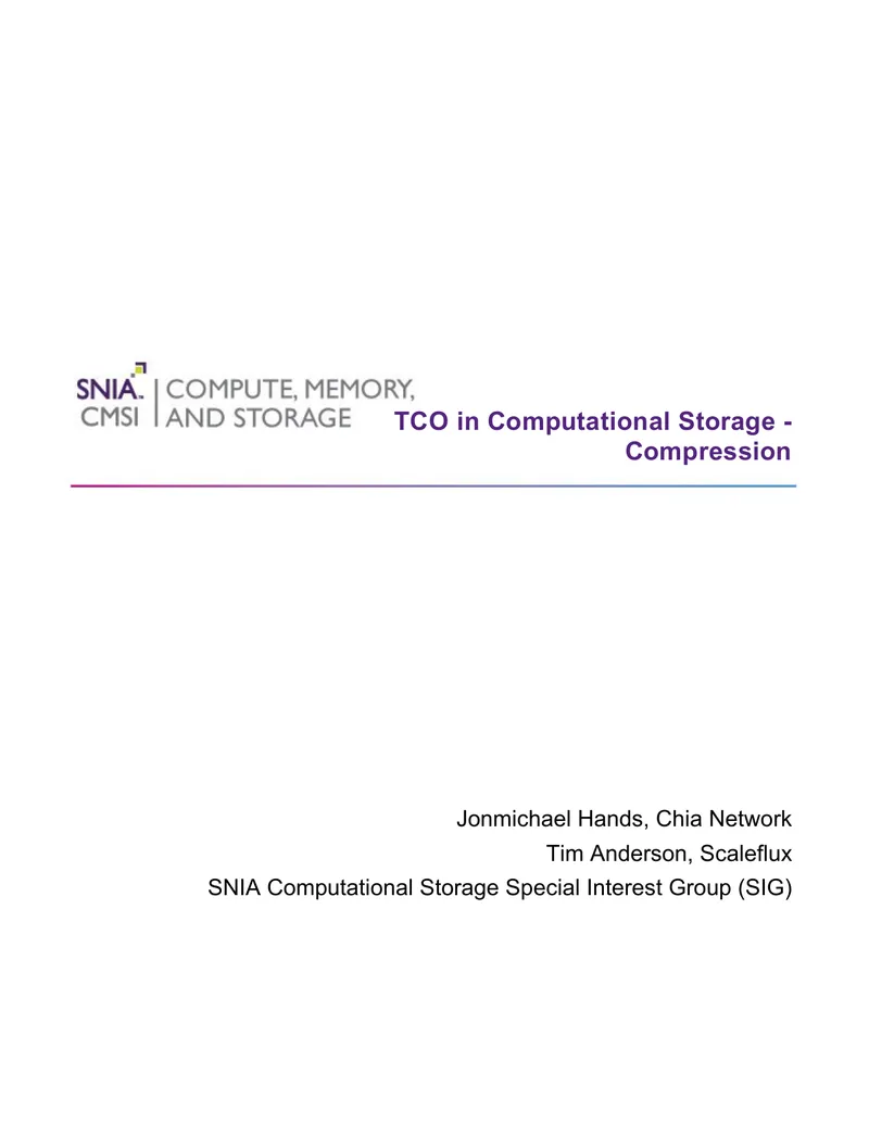 Total Cost of Ownership in Computational Storage Compression