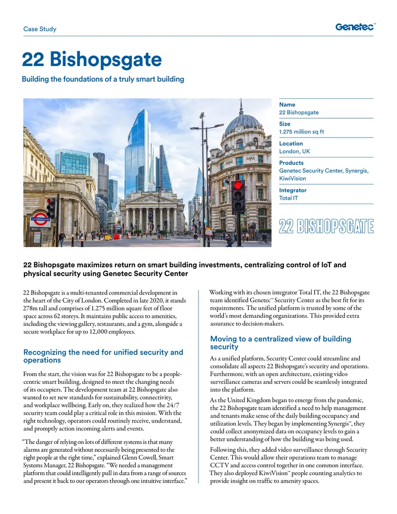 22 Bishopsgate Smart Building Security Case Study