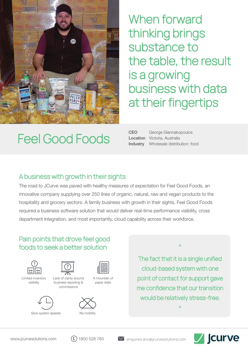 Feel Good Foods Case Study on JCurve Implementation