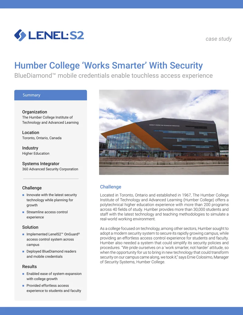 Humber College Security System Implementation Case Study
