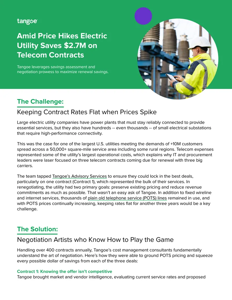 Telecom Contract Renegotiation Strategy for Utilities