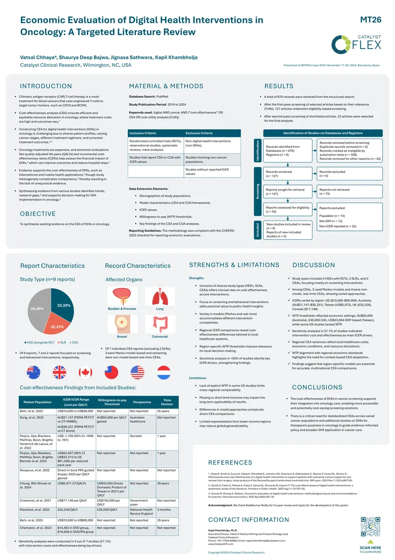 Economic Evaluation of Digital Health Interventions in Oncology