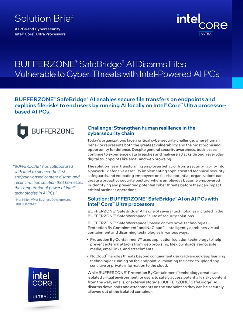 BUFFERZONE SafeBridge AI Cybersecurity Solution Brief