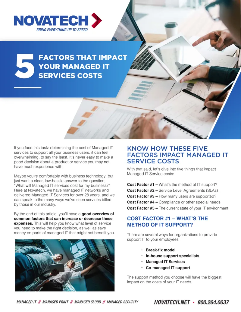Factors Influencing Managed IT Services Costs