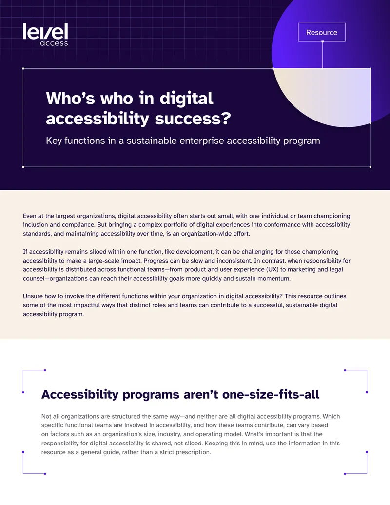 Key Functions in a Sustainable Enterprise Accessibility Program