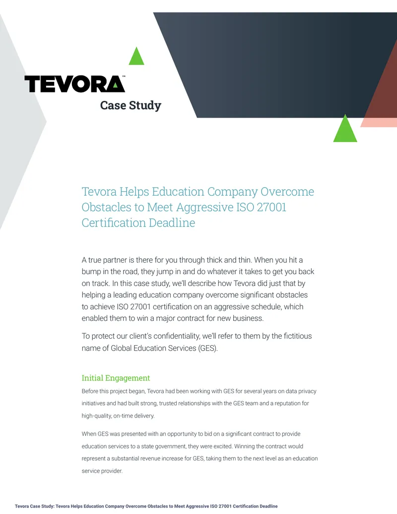 Tevora Case Study on ISO 27001 Certification Process
