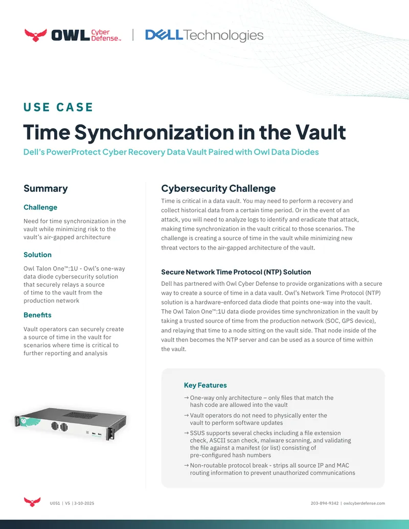 Time Synchronization in Cyber Recovery Vaults