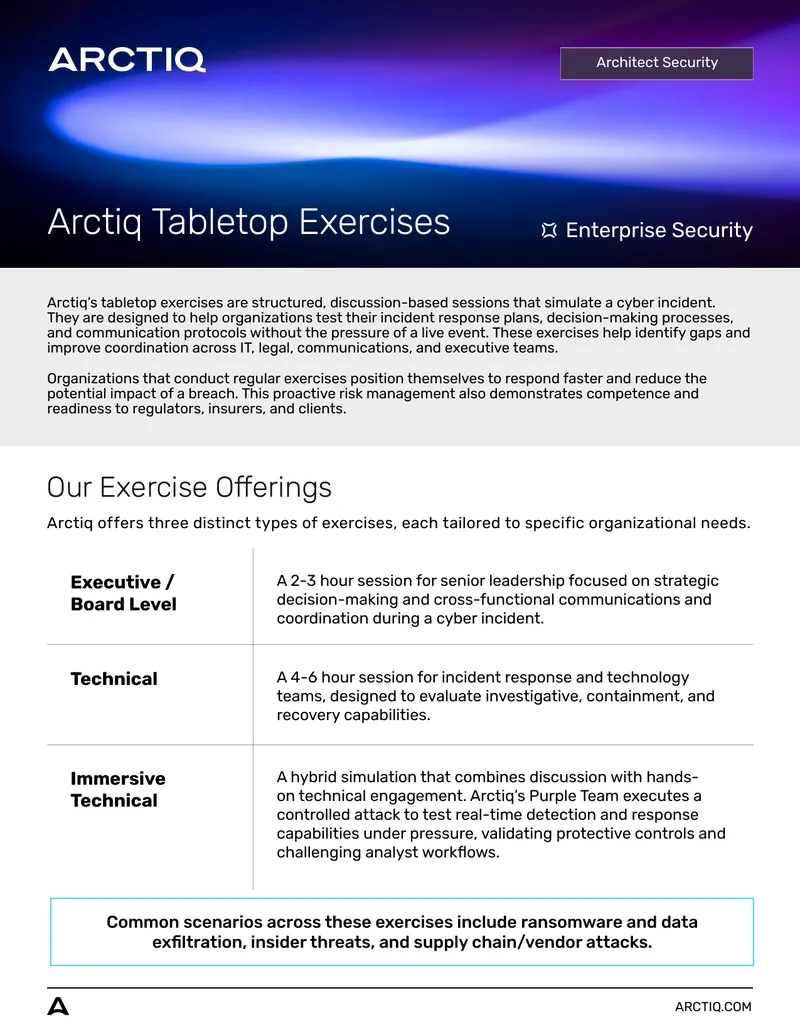 Cybersecurity Tabletop Exercise Offerings