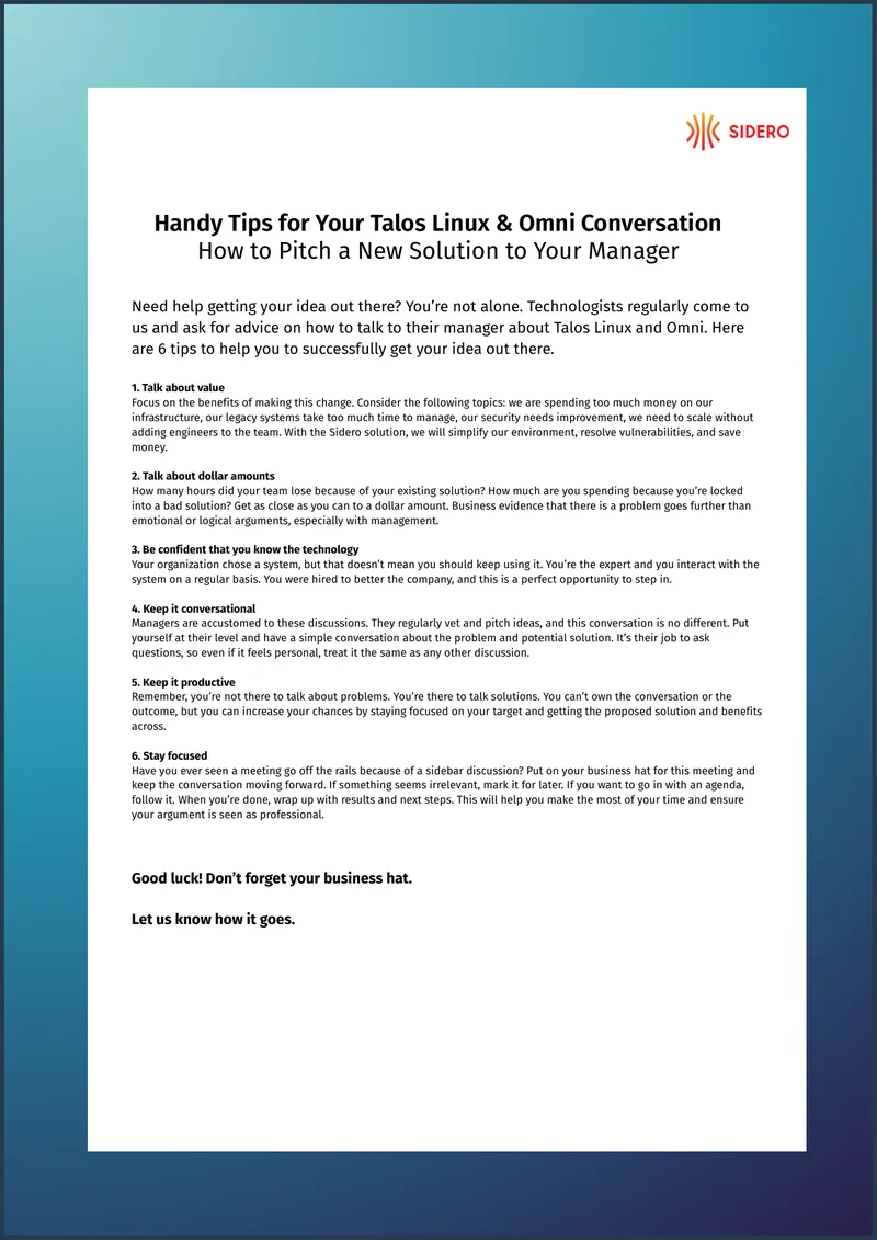 Handy Tips for Your Talos Linux and Omni Conversation