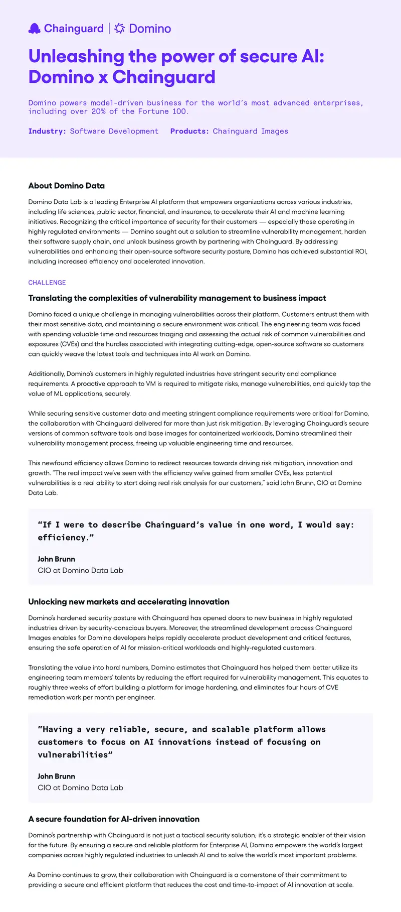 Domino Data Lab and Chainguard Partnership Overview