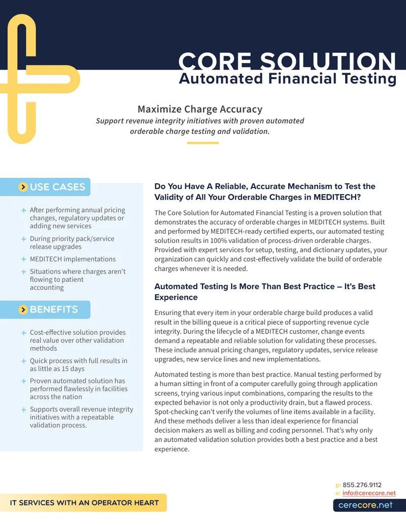 Automated Financial Testing Solution for MEDITECH
