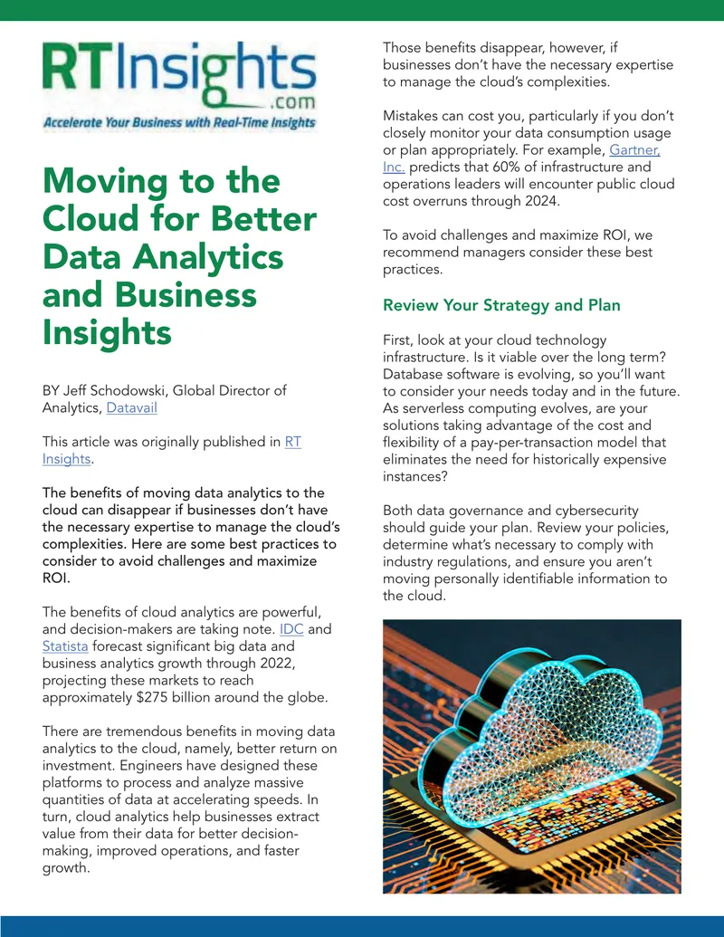 Best Practices for Cloud Data Analytics Management
