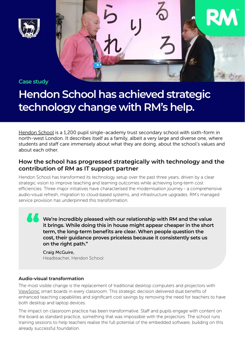 Hendon School Technology Transformation Case Study