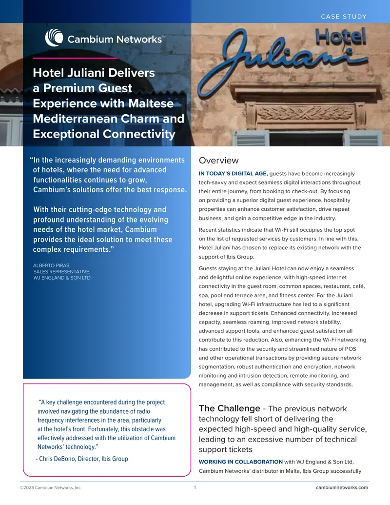 Hotel Juliani Network Upgrade Case Study