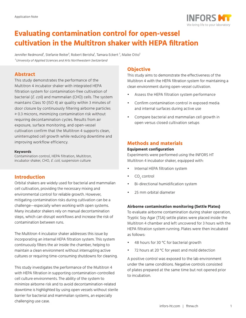 Contamination Control in Open-Vessel Cultivation