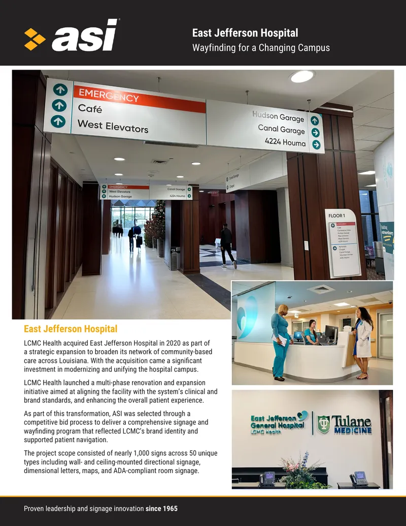 Signage and Wayfinding Program for East Jefferson Hospital