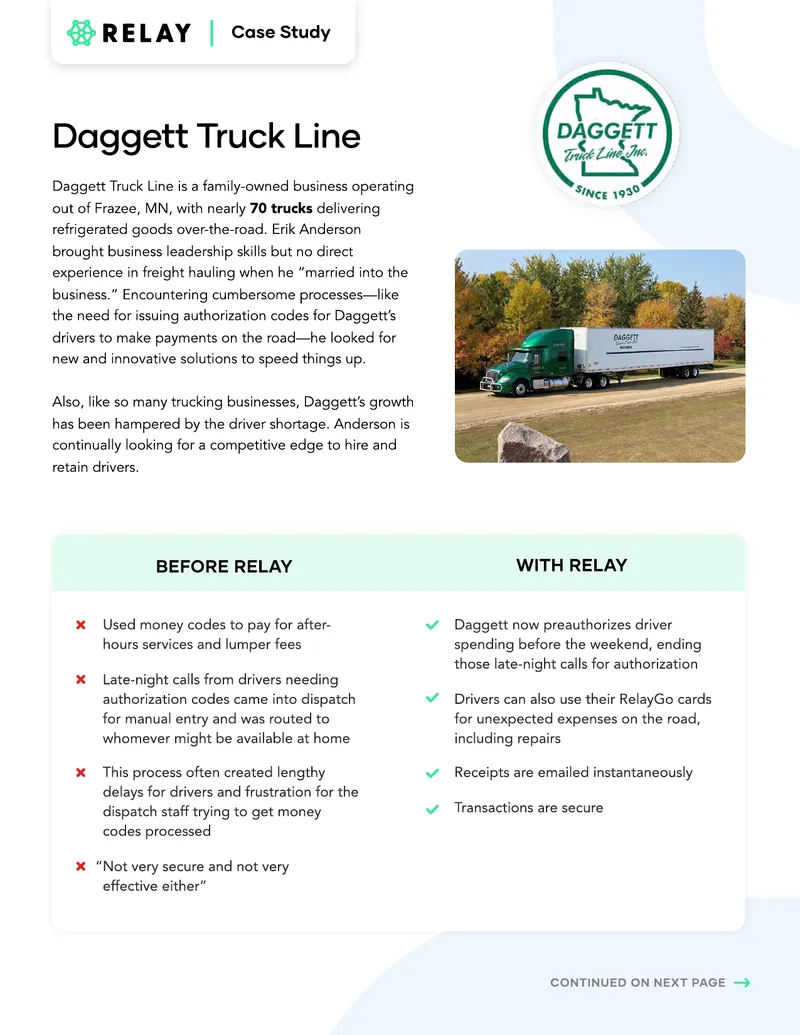 Daggett Truck Line Case Study on Relay Implementation