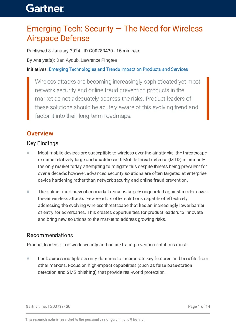 Emerging Wireless Threats and Security Recommendations