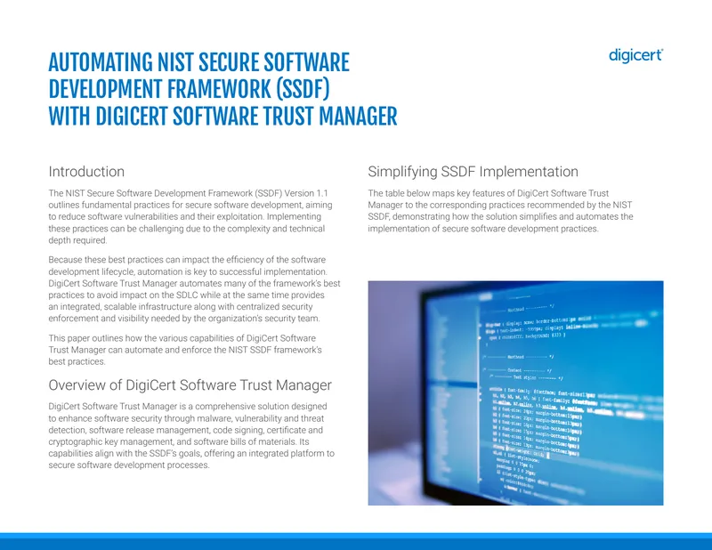 Automating NIST Secure Software Development Framework with DigiCert