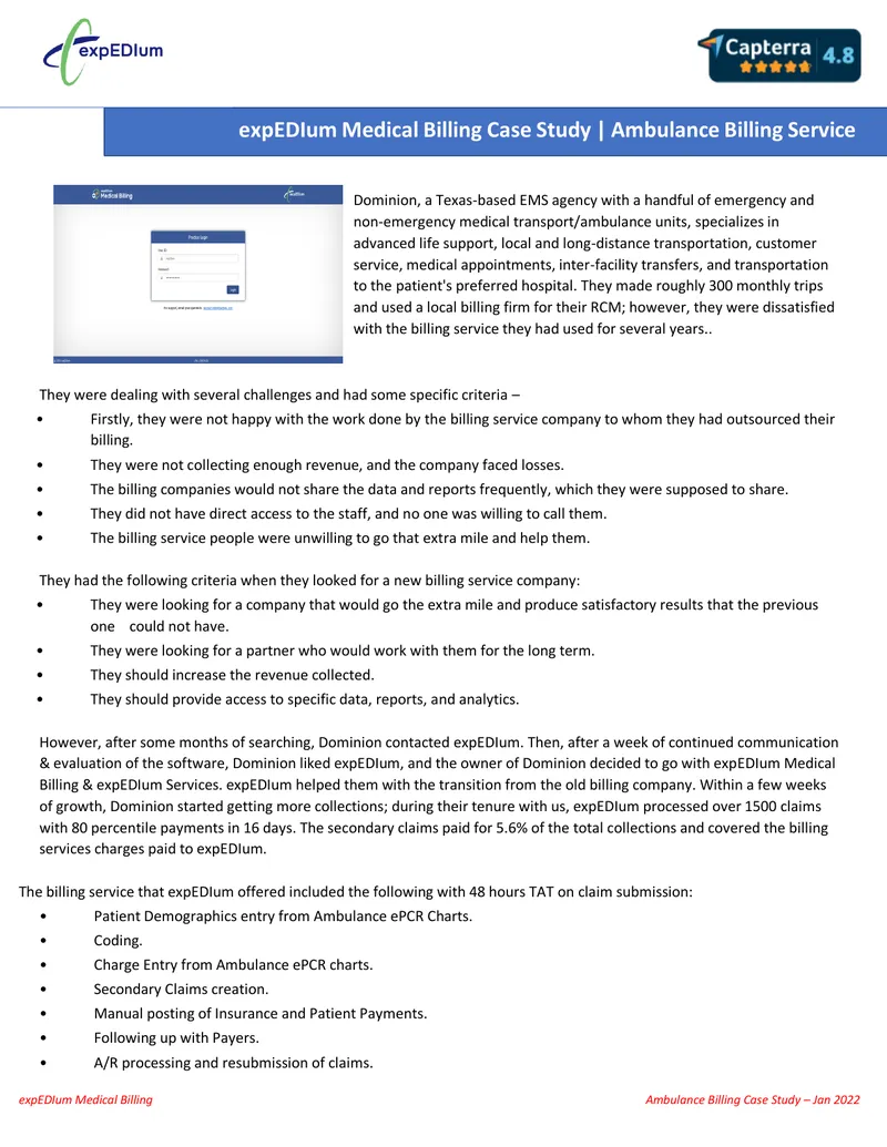 Ambulance Billing Service Case Study