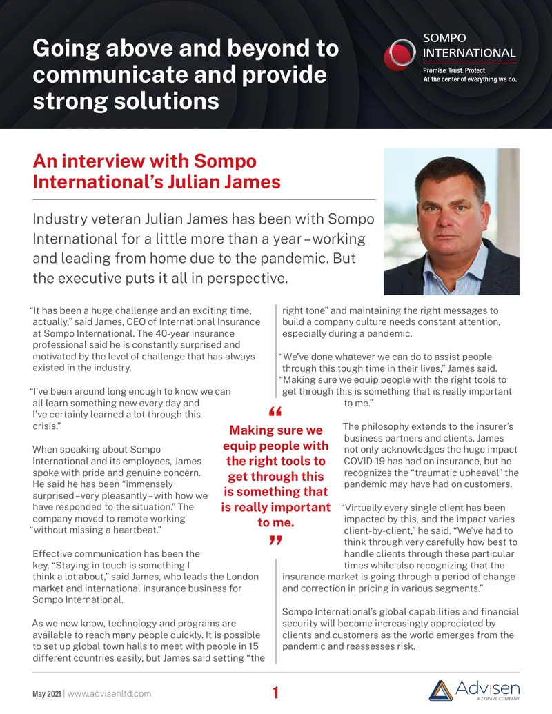 Interview with Sompo International's Julian James