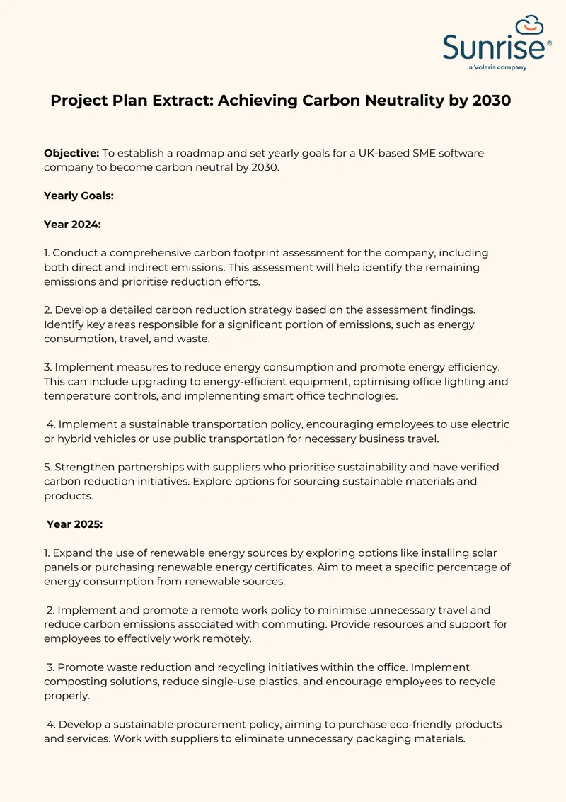 Carbon Neutrality Roadmap for UK SME Software Company