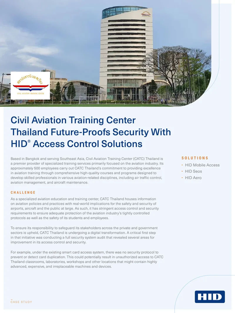 Civil Aviation Training Center Thailand Security Case Study
