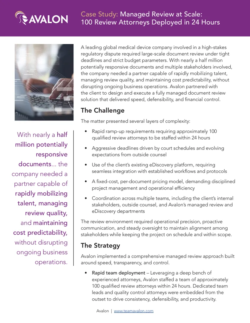 Managed Document Review Case Study
