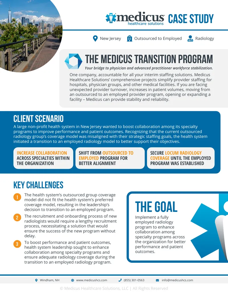Transition to Employed Radiology Program Case Study
