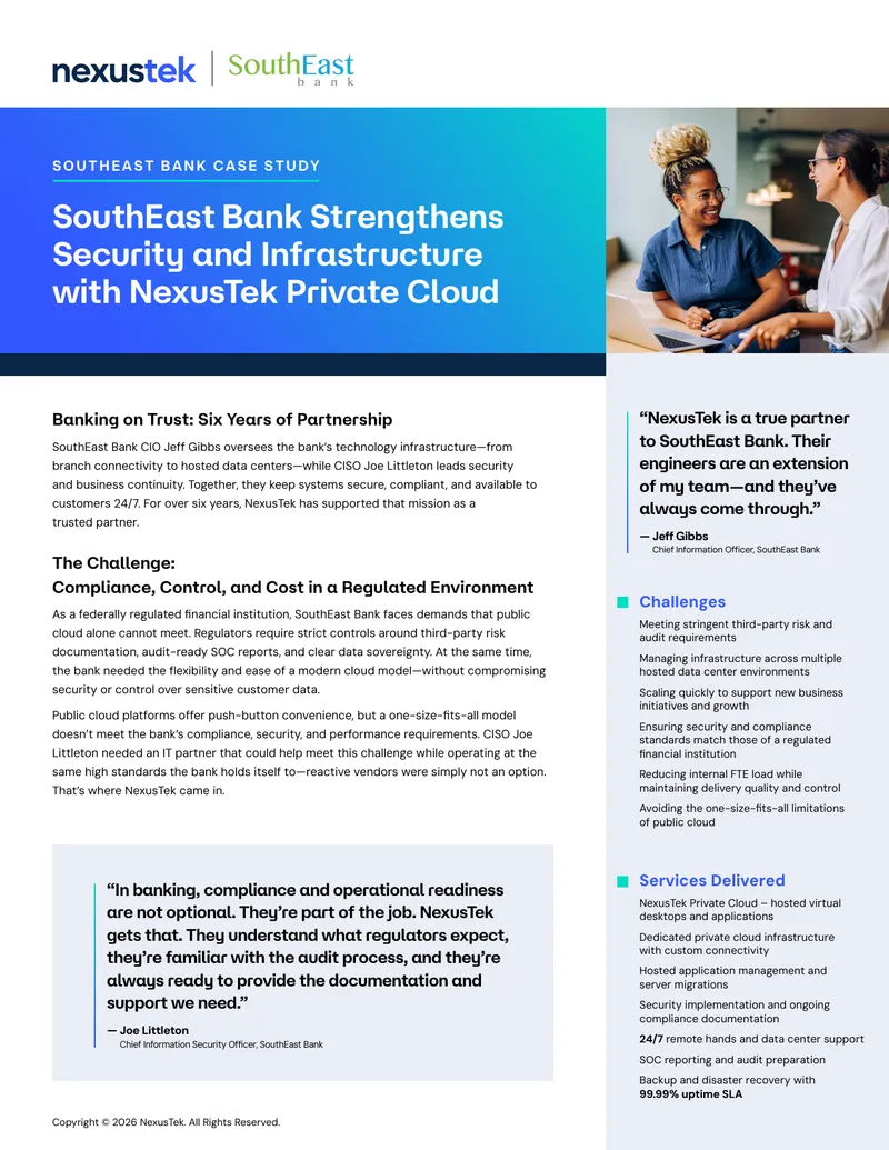 SouthEast Bank Case Study on NexusTek Partnership