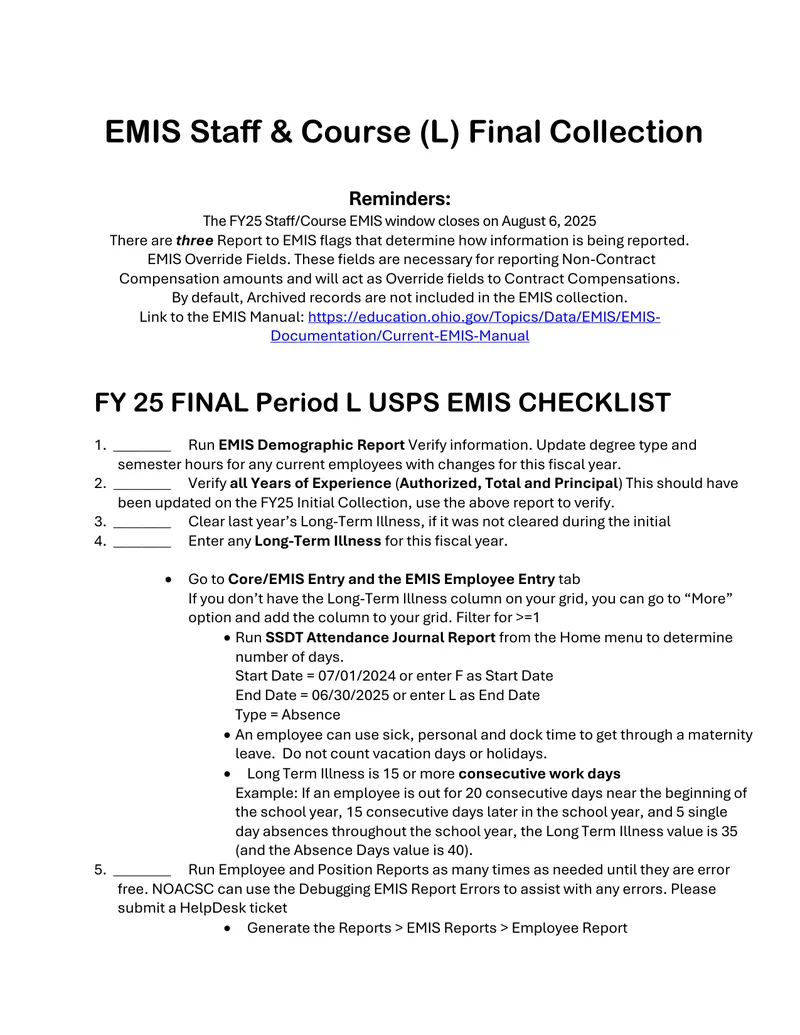 EMIS Staff and Course Final Collection Guide