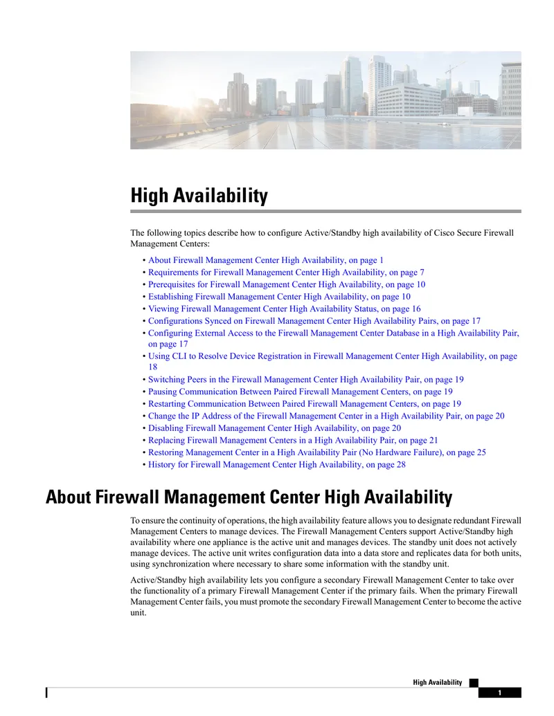 Configuration Guide for Firewall Management Center High Availability preview page 1