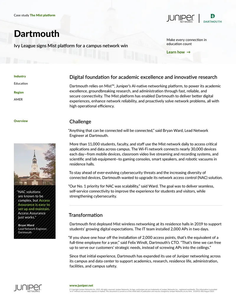 Dartmouth's Implementation of the Mist Platform