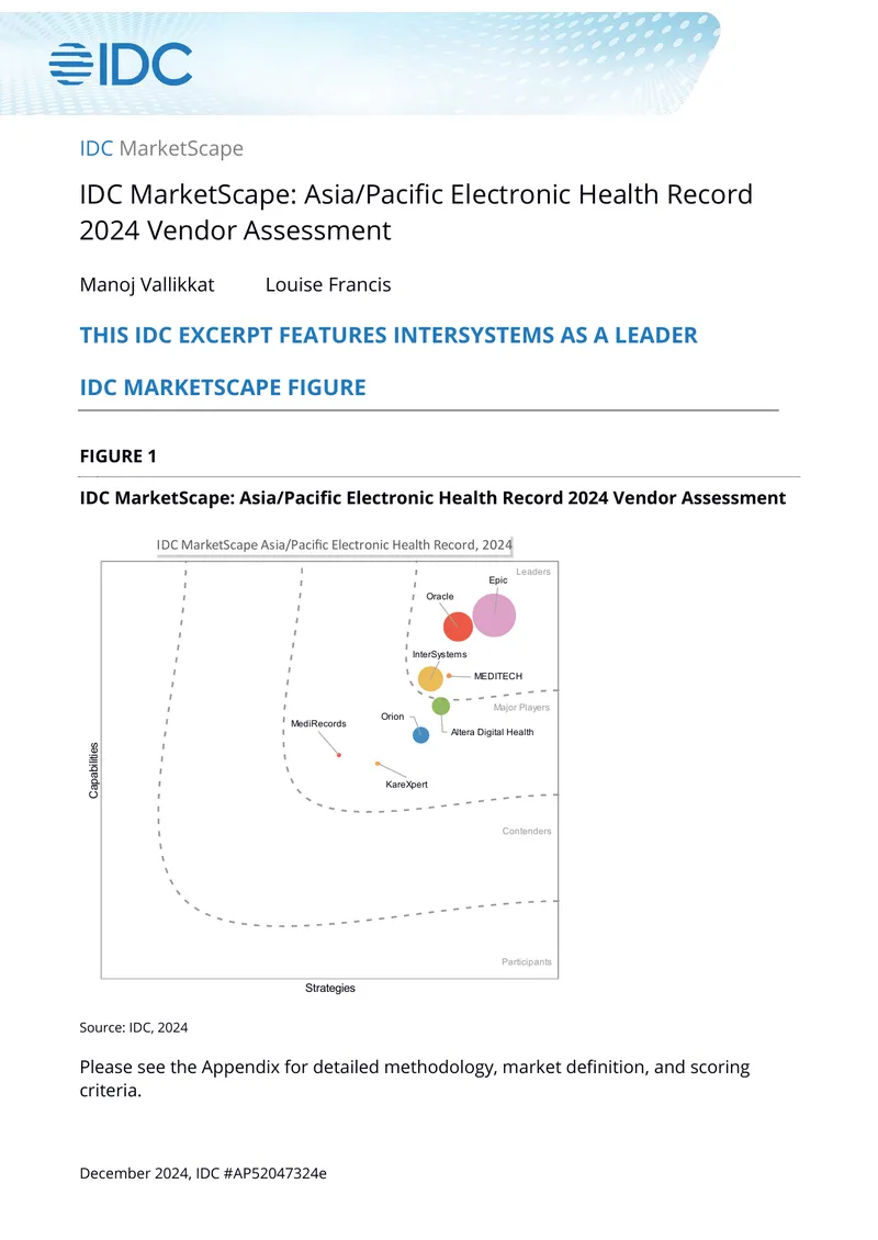 Asia/Pacific Electronic Health Record 2024 Vendor Assessment