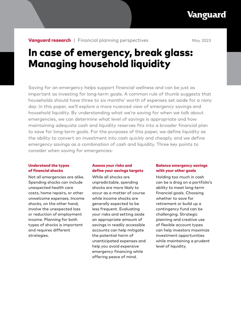 Managing Household Liquidity for Financial Wellness