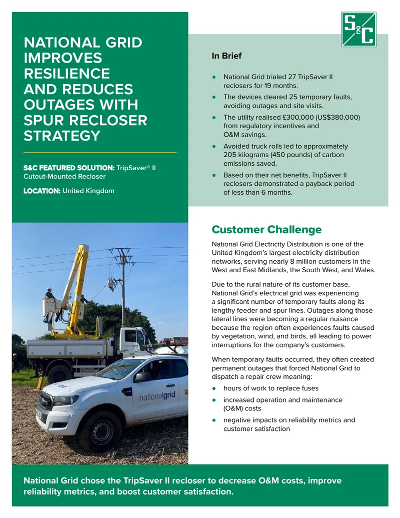 National Grid TripSaver II Recloser Pilot Results